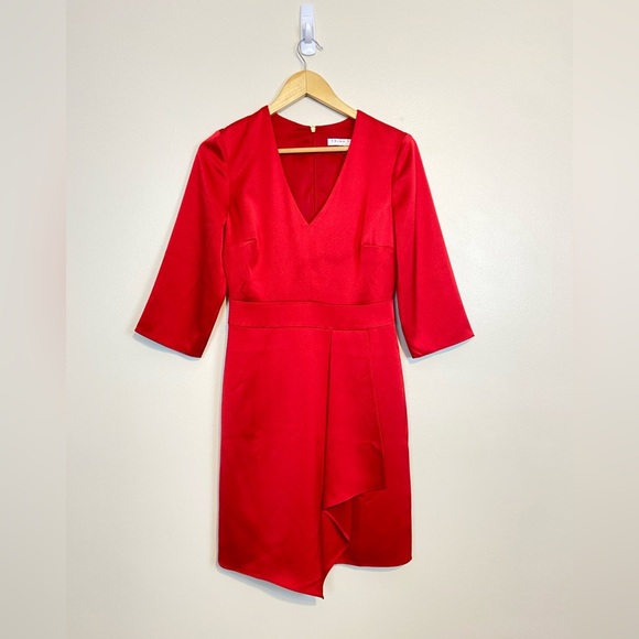 Trina Turk Moment Sheath Dress Red Elegant Cocktail Flattering Fit - Picture 2 of 6